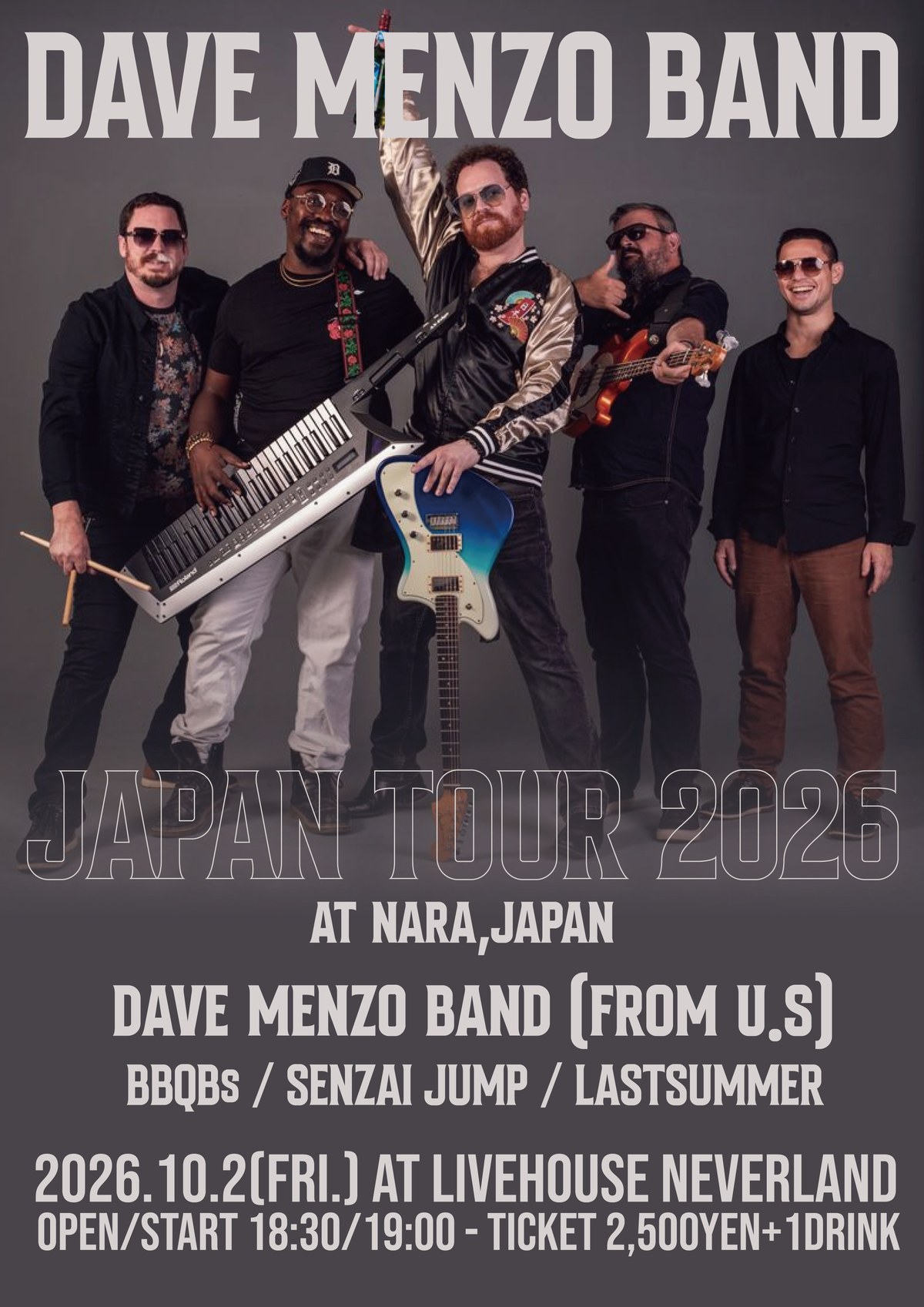 Poster for Dave Menzo at NEVERLAND, Nara, October 2, 2026