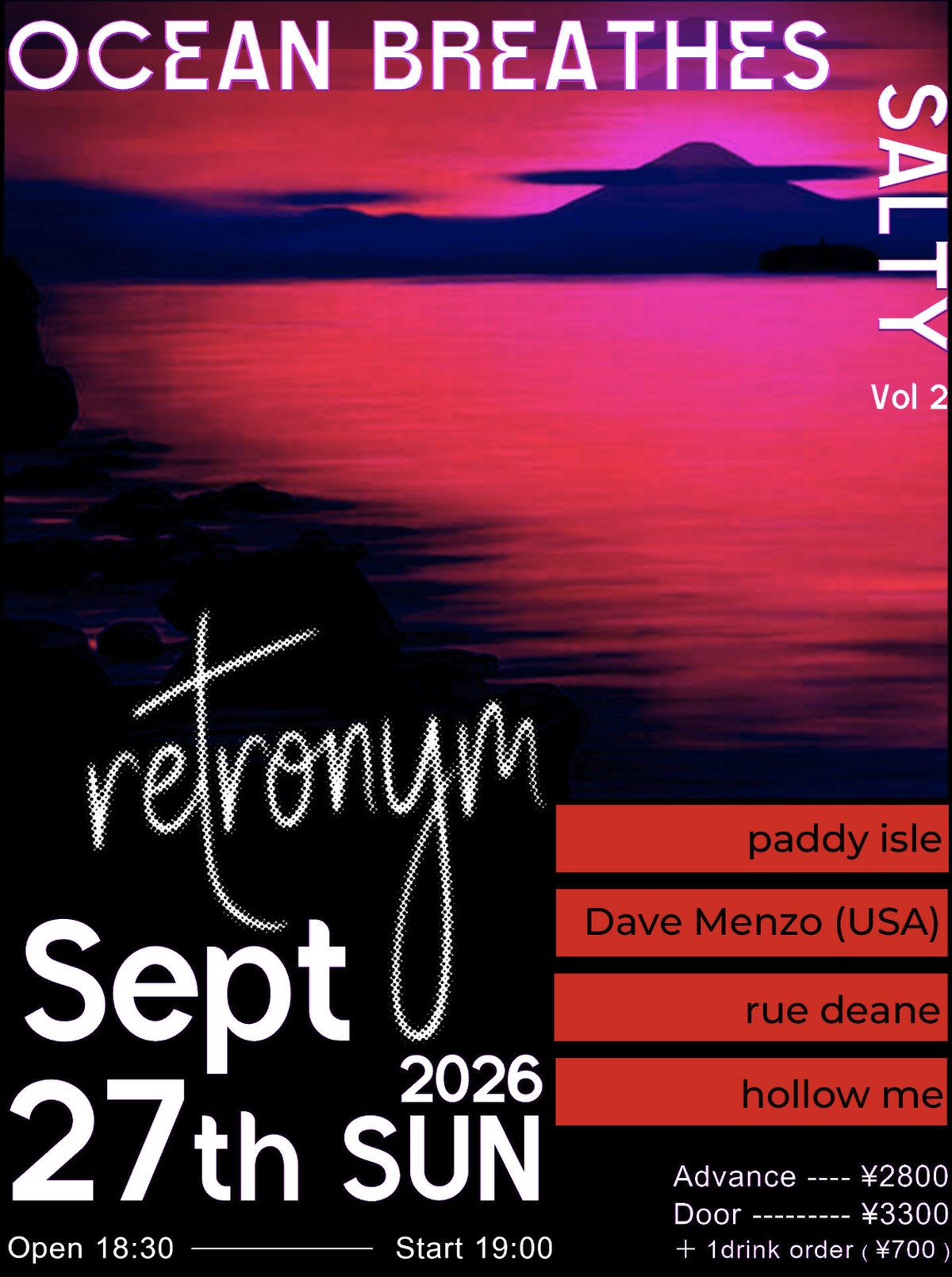 Poster for Dave Menzo at Retronym, Tokyo, September 27, 2026