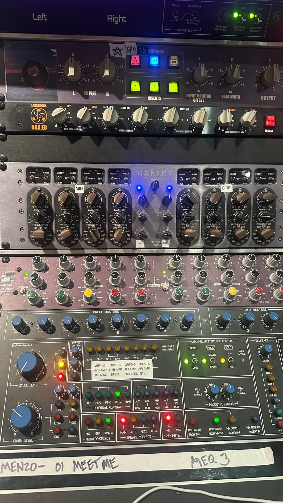A rack of studio gear